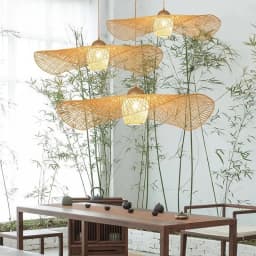 Japanese Wabi Sabi LED Pendant Lights bamboo rattan Suspension Lamps for Living Dining Bedroom Home Decoration Chandelier
