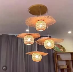 Japanese Wabi Sabi LED Pendant Lights bamboo rattan Suspension Lamps for Living Dining Bedroom Home Decoration Chandelier