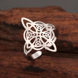 Celtic Knot Ring Stainless Steel Opening Adjustable Men's and Women's Witchcraft Talisman Jewelry Gift