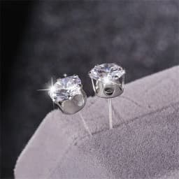 Men's Zircon Silver Color Stud Earrings Hip Hop Rhinestone Earring For Women Men's Street Jewelry Elegant Fashion Accessories