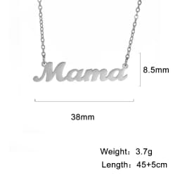 Skyrim Mama Letter Pendant Necklace for Women Stainless Steel Neck Chain Choker Trendy Family Jewelry Mother's Day Gift for Mom