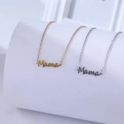 Skyrim Mama Letter Pendant Necklace for Women Stainless Steel Neck Chain Choker Trendy Family Jewelry Mother's Day Gift for Mom
