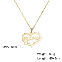 Skyrim Mama Letter Pendant Necklace for Women Stainless Steel Neck Chain Choker Trendy Family Jewelry Mother's Day Gift for Mom