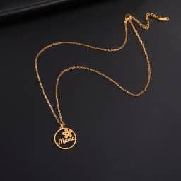 Skyrim Mama Letter Pendant Necklace for Women Stainless Steel Neck Chain Choker Trendy Family Jewelry Mother's Day Gift for Mom