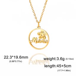 Skyrim Mama Letter Pendant Necklace for Women Stainless Steel Neck Chain Choker Trendy Family Jewelry Mother's Day Gift for Mom