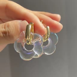 2024 New Multicolor Transparent Acrylic Resin Marbling Flower Drop Earrings for Women Gold Color Ear Buckle Fashion Jewelry