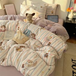 1 Pcs High Density Quilt Durable Quilt Cover Korean Aesthetic Stripe Duvet Covers Soft Skin-Friendly Breathable Comforter Cover