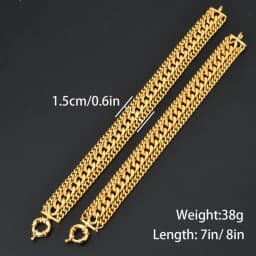 1.5cm Wide Chain Bracelet For Men Women 2024 New Trendy Cuban Chain Men Bracelet Classic Copper Link Chain 7in 8in Bracelet Gift