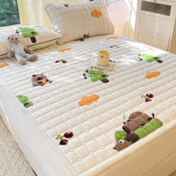 New Autumn Winter Thickened Warm Quilted Mattress Pad Cozy Durable Milk Fleece Mattress Toppers Soft Fluffy Sleep Naked Bed Pads