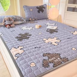 New Autumn Winter Thickened Warm Quilted Mattress Pad Cozy Durable Milk Fleece Mattress Toppers Soft Fluffy Sleep Naked Bed Pads