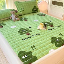 New Autumn Winter Thickened Warm Quilted Mattress Pad Cozy Durable Milk Fleece Mattress Toppers Soft Fluffy Sleep Naked Bed Pads