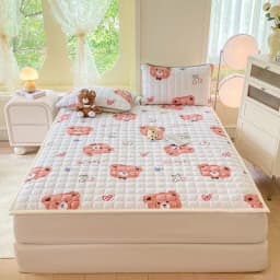New Autumn Winter Thickened Warm Quilted Mattress Pad Cozy Durable Milk Fleece Mattress Toppers Soft Fluffy Sleep Naked Bed Pads