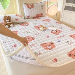 New Autumn Winter Thickened Warm Quilted Mattress Pad Cozy Durable Milk Fleece Mattress Toppers Soft Fluffy Sleep Naked Bed Pads