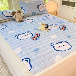 New Autumn Winter Thickened Warm Quilted Mattress Pad Cozy Durable Milk Fleece Mattress Toppers Soft Fluffy Sleep Naked Bed Pads
