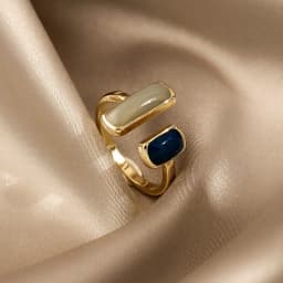 Fashion Retro Gold Double Oil Drop Women's Open Ring Geometric Gold Metal Ring Wedding Jewelry Birthday Gift