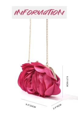 Fashion Pink Flower Petal Banquet Floral Dress Purse Evening Day Clutch Bag Women Luxury Prom Party Wedding Day Bag