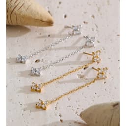 Yhpup Stainless Steel Cubic Zirconia Flower Chain Drop Dangle Earrings 2026 Delicate Fashion Daily Chic Jewelry Gala Waterproof