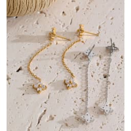 Yhpup Stainless Steel Cubic Zirconia Flower Chain Drop Dangle Earrings 2026 Delicate Fashion Daily Chic Jewelry Gala Waterproof