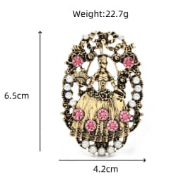 Wuli&baby Vintage Flowers Lady Brooches For Women Wear Beautiful Dress Holding Fun Figure Pearl Round Brooch Pins Gifts