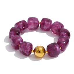 Yhpup Hot Style Handmade Jewelry Acrylic Resin Beads Chain Necklace Bracelet Stainless Steel Spring Summer Statement Accessories