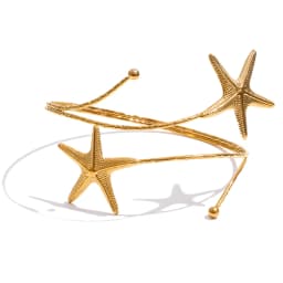 Yhpup Ocean Style Stainless Steel Metal Starfish Cuff Adjustable Arm Bracelet 18K Gold Color PVD Plated Summer Vacation Jewelry