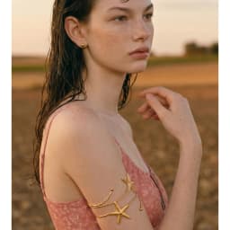 Yhpup Ocean Style Stainless Steel Metal Starfish Cuff Adjustable Arm Bracelet 18K Gold Color PVD Plated Summer Vacation Jewelry