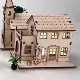 3D Wooden Puzzle Model Christmas LED Light Wood House Luminous Cabin for Home Decor Log House DIY Gift Window Decoration