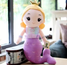 Fairy Tale Doll Crown Mermaid Plush Toy Kids Girl Cartoon Stuffed Mermaid Sea Fish Animal Doll Home Decor Girls Birthday Gift