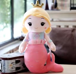 Fairy Tale Doll Crown Mermaid Plush Toy Kids Girl Cartoon Stuffed Mermaid Sea Fish Animal Doll Home Decor Girls Birthday Gift
