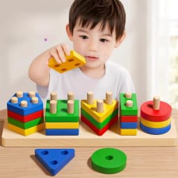 Montessori Wooden Sorting Stacking Toys Puzzle for Toddlers and Kids Preschool Fine Motor Skill Toy for 1 Years