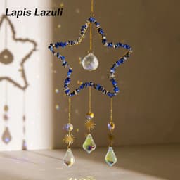 1PC Natural Healing Crystal Pendant Crystal Gravels Five-pointe Star Catcher Reiki Gemstone For Home Garden Wedding Garden