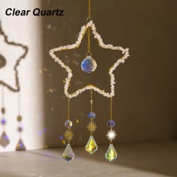 1PC Natural Healing Crystal Pendant Crystal Gravels Five-pointe Star Catcher Reiki Gemstone For Home Garden Wedding Garden