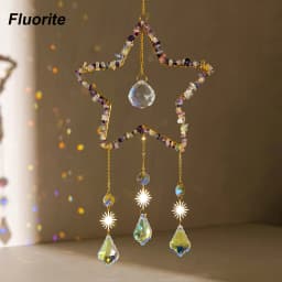 1PC Natural Healing Crystal Pendant Crystal Gravels Five-pointe Star Catcher Reiki Gemstone For Home Garden Wedding Garden