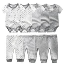 6/9/10PCS Baby Girl Clothes Newborn Solid Bodysuits+Pants Cotton Baby Boy Clothes Short Sleeve Girls Baby Clothing Cartoon