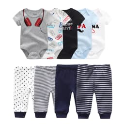 6/9/10PCS Baby Girl Clothes Newborn Solid Bodysuits+Pants Cotton Baby Boy Clothes Short Sleeve Girls Baby Clothing Cartoon