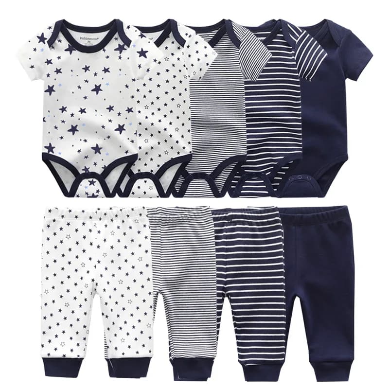 6/9/10PCS Baby Girl Clothes Newborn Solid Bodysuits+Pants Cotton Baby Boy Clothes Short Sleeve Girls Baby Clothing Cartoon