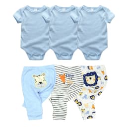 6/9/10PCS Baby Girl Clothes Newborn Solid Bodysuits+Pants Cotton Baby Boy Clothes Short Sleeve Girls Baby Clothing Cartoon