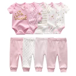 6/9/10PCS Baby Girl Clothes Newborn Solid Bodysuits+Pants Cotton Baby Boy Clothes Short Sleeve Girls Baby Clothing Cartoon