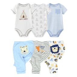 6/9/10PCS Baby Girl Clothes Newborn Solid Bodysuits+Pants Cotton Baby Boy Clothes Short Sleeve Girls Baby Clothing Cartoon