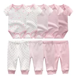 6/9/10PCS Baby Girl Clothes Newborn Solid Bodysuits+Pants Cotton Baby Boy Clothes Short Sleeve Girls Baby Clothing Cartoon