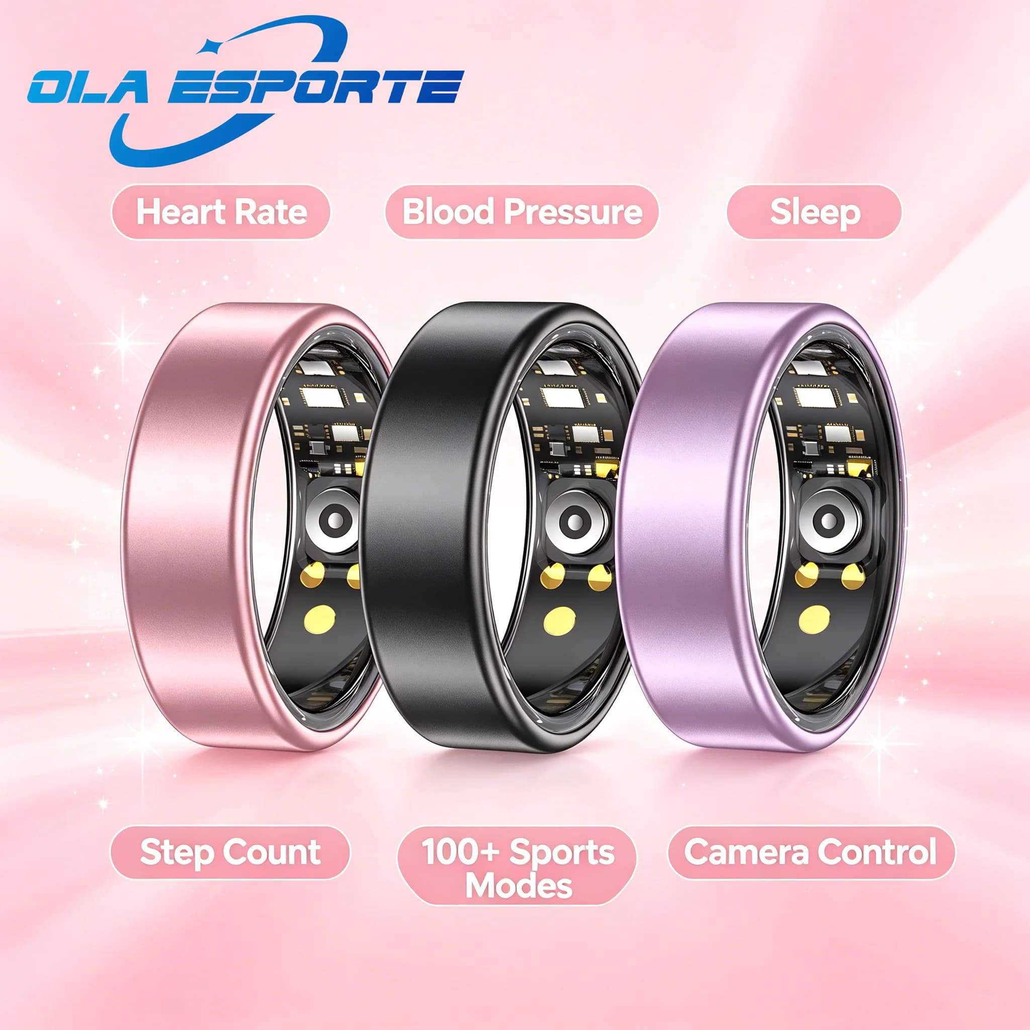 All Size（6-14） Smart Ring for Women Men Healthy Heart Rater Blood pressure Monitor Waterproof Take Photo Control Smartring S R09