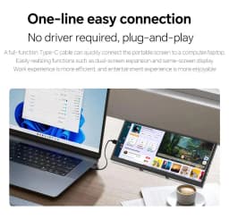 12.3-inch Portable Monitor Long Touch IPS Screen Type-C HDMI for Laptops PC Xbox PS5 Switch - Multimedia External Display
