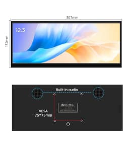 12.3-inch Portable Monitor Long Touch IPS Screen Type-C HDMI for Laptops PC Xbox PS5 Switch - Multimedia External Display