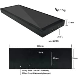 7.84 Inch HD Mini Monitor USB-C IPS Stretched Bar LCD Display for Computer Laptop Aida64 CPU GPU Monitoring Secondary Screen