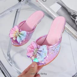 Kids Sandals High Heel Slippers Summer Fashion Pink Girls Shoes Indoor Outdoor Non-slip Princess Diamond Shoes Size 25-35