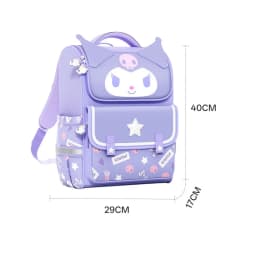 Sanrio Kuromi Primary School Daily Use Bag Ergonomic Multi-Compartment Lightweight Spine Support Wide Shoulder Straps Backpack