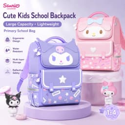 Sanrio Kuromi Primary School Daily Use Bag Ergonomic Multi-Compartment Lightweight Spine Support Wide Shoulder Straps Backpack
