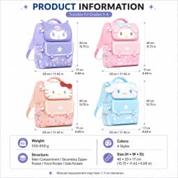 Sanrio Kuromi Primary School Daily Use Bag Ergonomic Multi-Compartment Lightweight Spine Support Wide Shoulder Straps Backpack