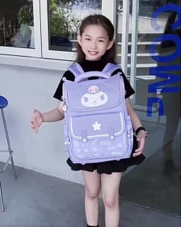 Sanrio Kuromi Primary School Daily Use Bag Ergonomic Multi-Compartment Lightweight Spine Support Wide Shoulder Straps Backpack