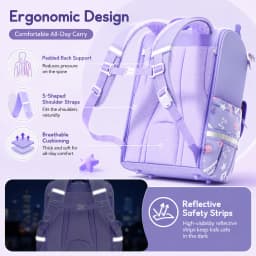 Sanrio Kuromi Primary School Daily Use Bag Ergonomic Multi-Compartment Lightweight Spine Support Wide Shoulder Straps Backpack